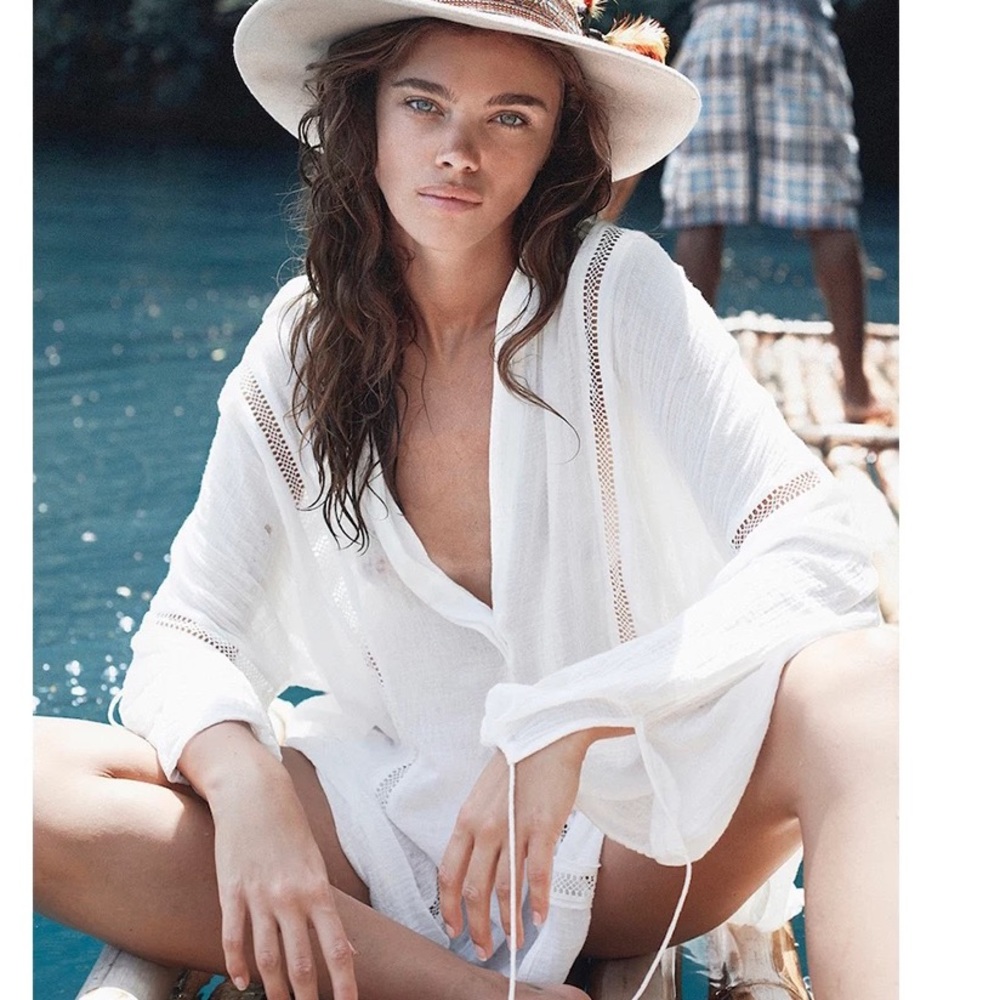 White shirt/ beach coverup